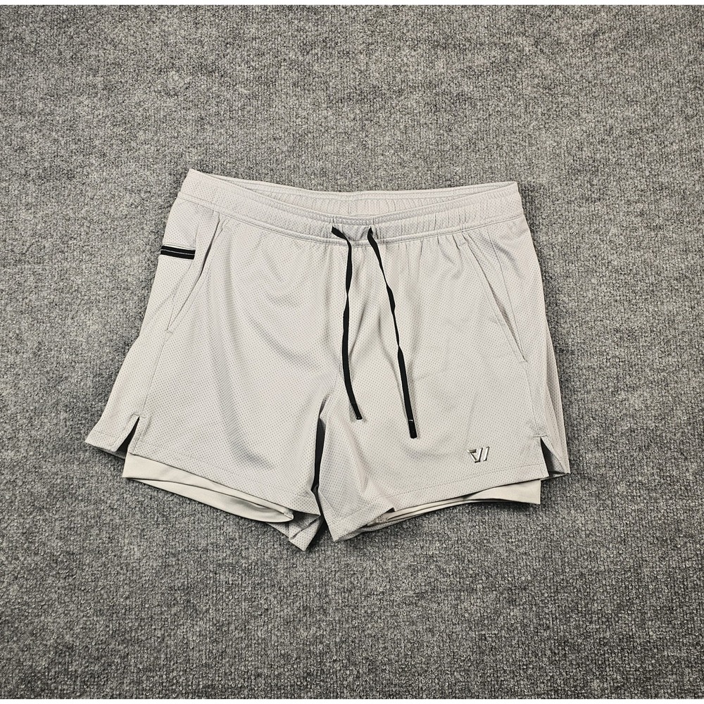 WOLACO Grand 2-in-1 Athletic Shorts Stone Gray Compression Liner Size M